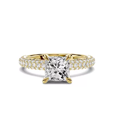 Selora Rolled Pavé 1.00 ct. Princess-Cut Lab Engagement Ring