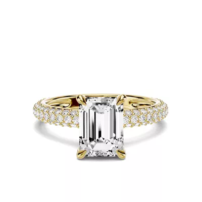 Selora Rolled Pavé 1.50 ct. Emerald-Cut Lab Engagement Ring