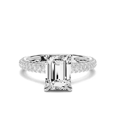 Selora Rolled Pavé 1.50 ct. Emerald-Cut Lab Engagement Ring