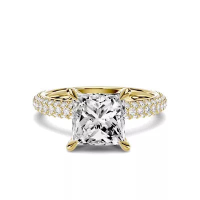 Selora Rolled Pavé 2.50 ct. Princess-Cut Lab Engagement Ring