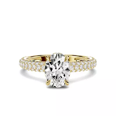 Selora Rolled Pavé Hidden Halo 1.50 ct. Oval Lab Engagement Ring