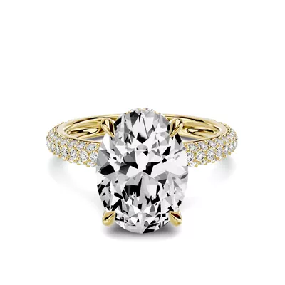 Selora Rolled Pavé Hidden Halo 3.00 ct. Oval Lab Engagement Ring