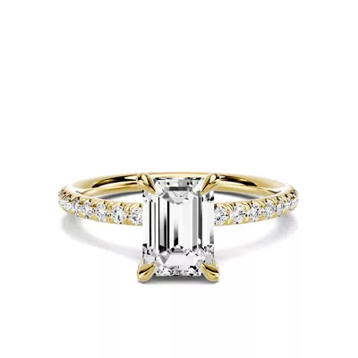 Avalon Classic Pavé 1.00 ct. Emerald-Cut Lab Engagement Ring