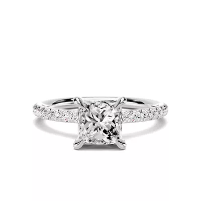 Avalon Classic Pavé 1.00 ct. Princess-Cut Lab Engagement Ring