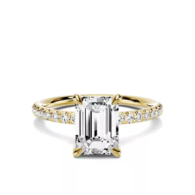 Avalon Classic Pavé 1.50 ct. Emerald-Cut Lab Engagement Ring