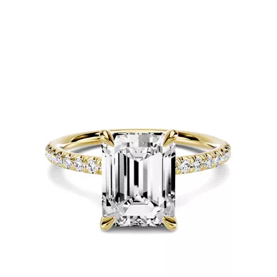Avalon Classic Pavé 2.00 ct. Emerald-Cut Lab Engagement Ring