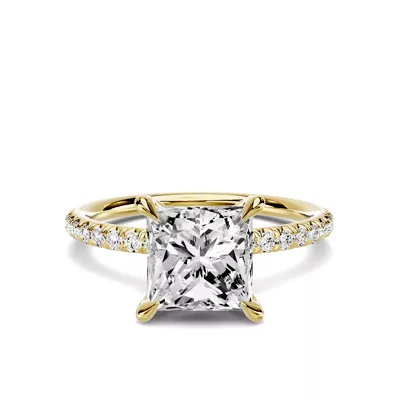 Avalon Classic Pavé 3.00 ct. Princess-Cut Lab Engagement Ring