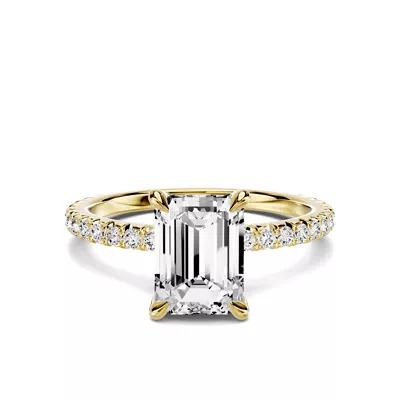 Lumina French Pavé 1.50 ct. Emerald-Cut Lab Engagement Ring