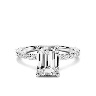 Lumina French Pavé 1.50 ct. Emerald-Cut Lab Engagement Ring