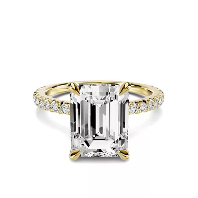 Lumina French Pavé 2.00 ct. Emerald-Cut Lab Engagement Ring