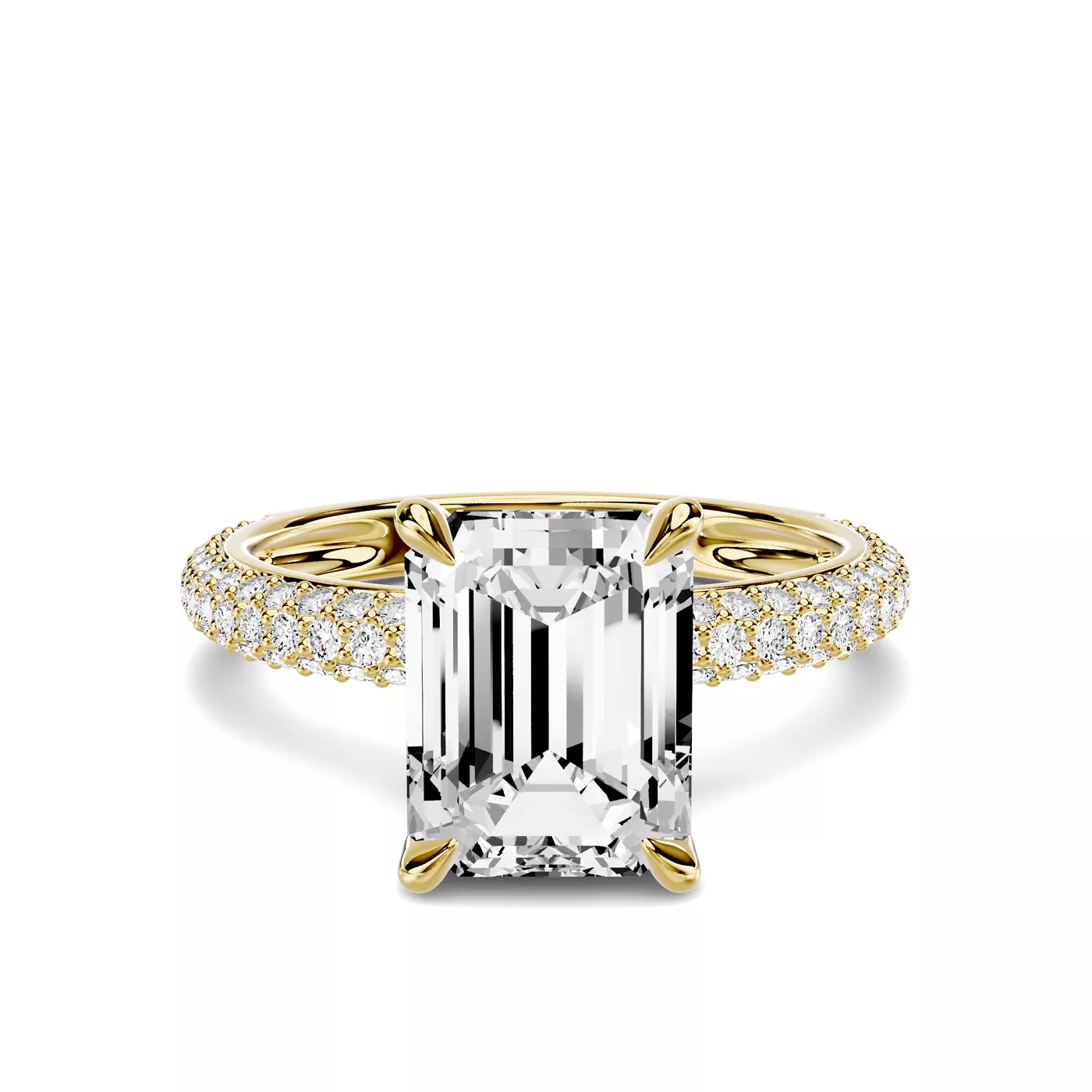 Lumina French Pavé 2.50 ct. Emerald-Cut Lab Engagement Ring