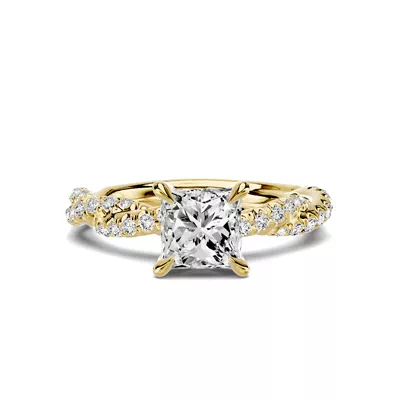 Riona Double Pavé Twist 1.00 ct. Princess-Cut Lab Engagement Ring