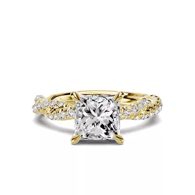 Riona Double Pavé Twist 1.50 ct. Princess-Cut Lab Engagement Ring
