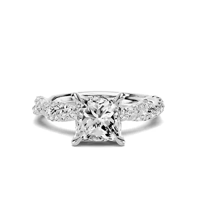 Riona Double Pavé Twist 1.50 ct. Princess-Cut Lab Engagement Ring