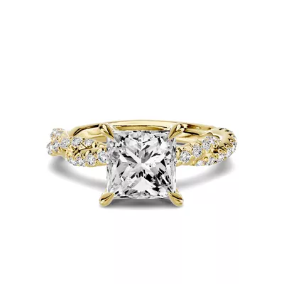 Riona Double Pavé Twist 2.00 ct. Princess-Cut Lab Engagement Ring