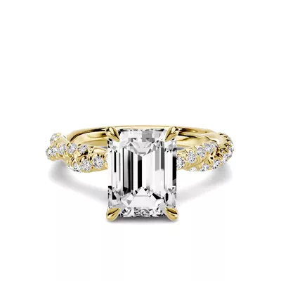 Riona Double Pavé Twist 2.50 ct. Emerald-Cut Lab Engagement Ring