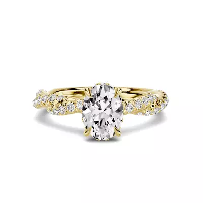 Riona Double Pavé Twist Hidden Halo 1.00 ct. Oval Lab Engagement Ring