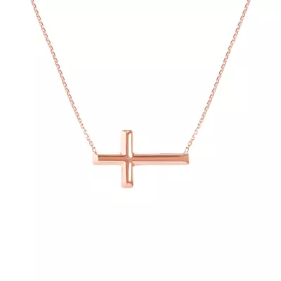 Sideways Gold Cross Necklace