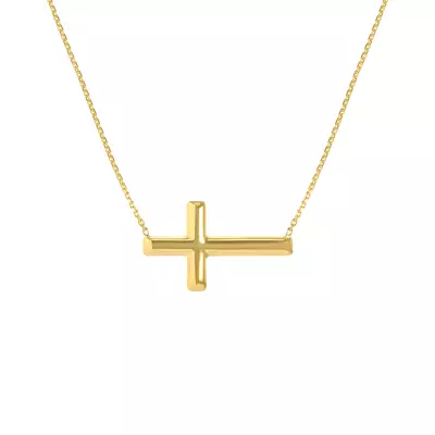 Sideways Gold Cross Necklace