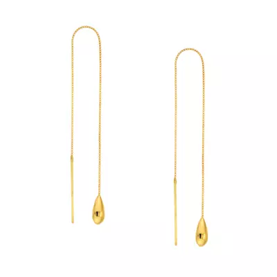 Sleek Teardrop Gold Threader Earrings