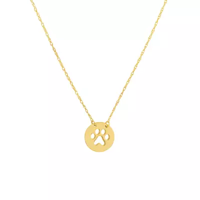 Mini Paw Print Disc Gold Necklace