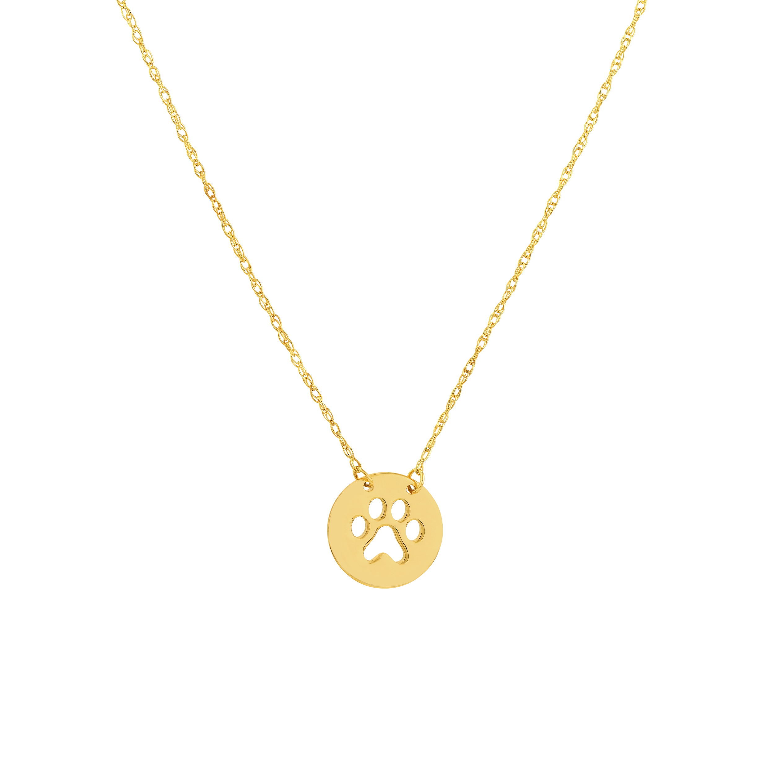 Mini Paw Print Disc Gold Necklace
