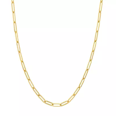 Paper Clip Chain Gold Necklace (3.8mm, 16 inches)