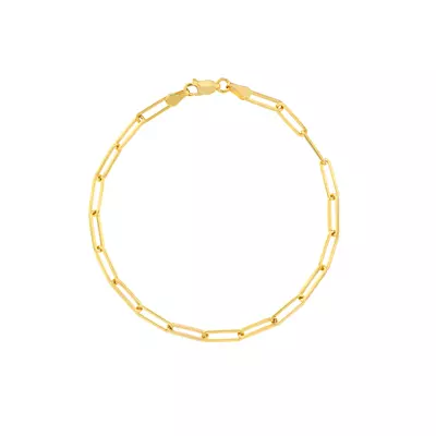 Paper Clip Chain Gold Bracelet (3.8mm, 8 inches)