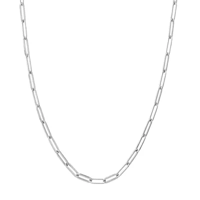 Elongated Link Silver Necklace