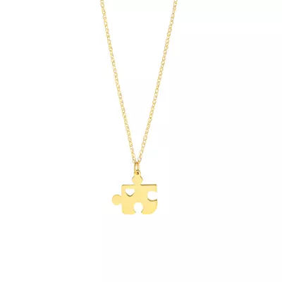 Puzzle Piece Heart Gold Necklace