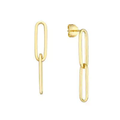 Paperclip Link Drop Gold Earrings