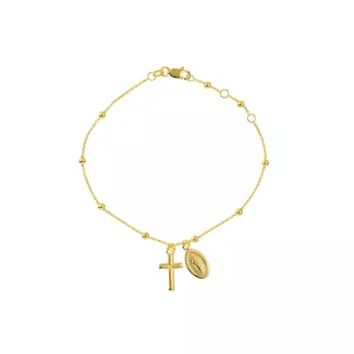 Faith Bead Station Gold Bracelet