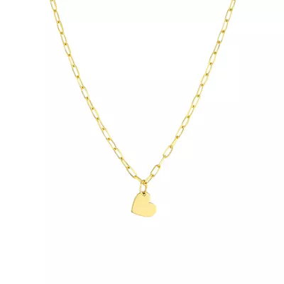 Heart Charm Paper Clip Gold Necklace