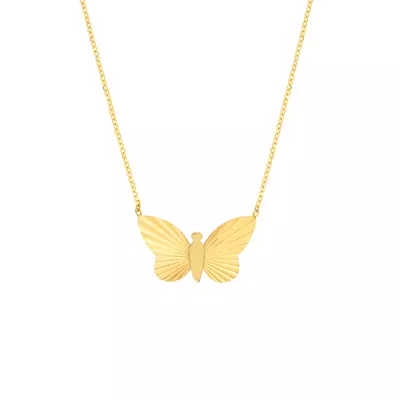 Fluted Butterfly Gold Necklace