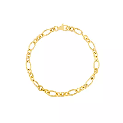 Mixed Oval Link Gold Bracelet