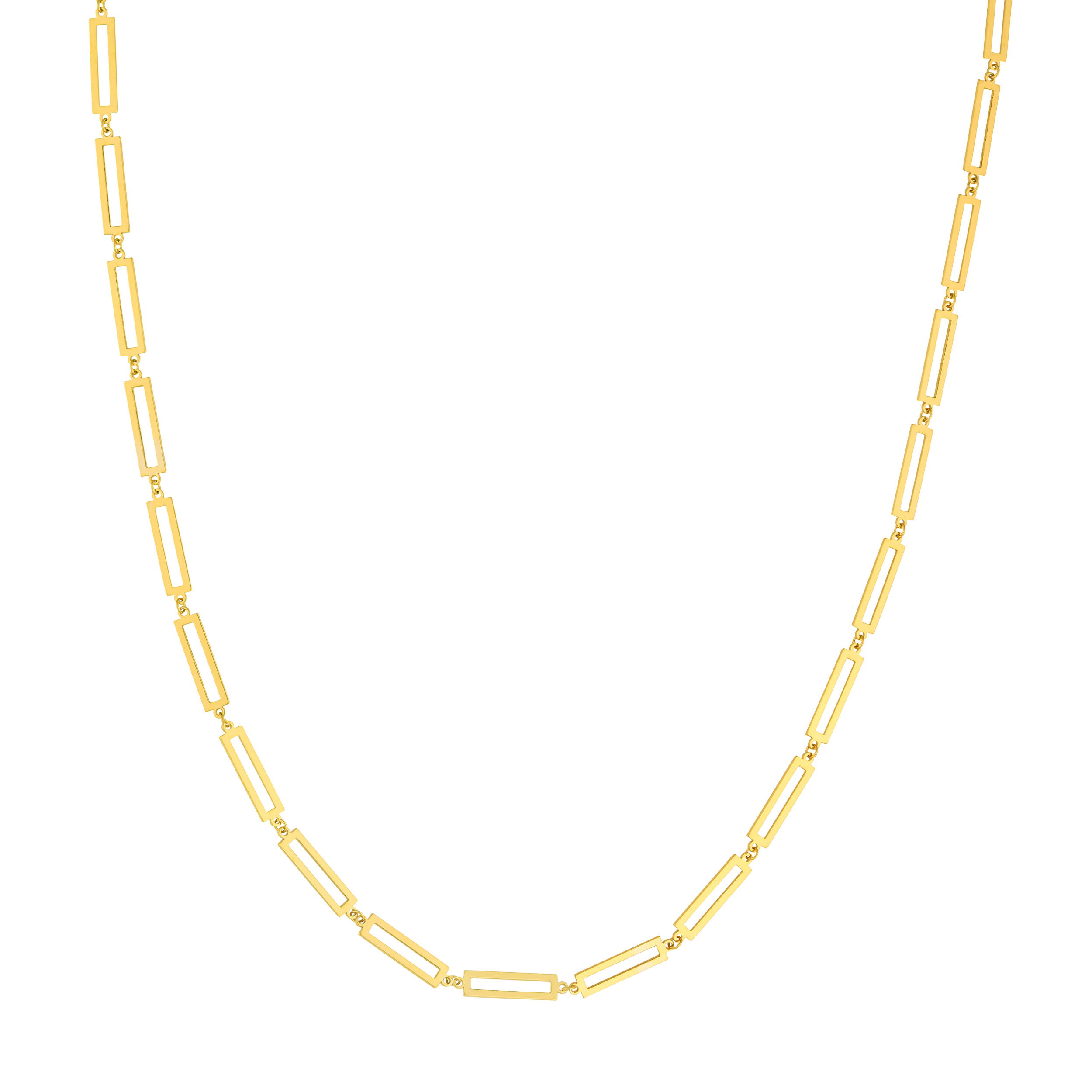 Rectangular Link Gold Necklace