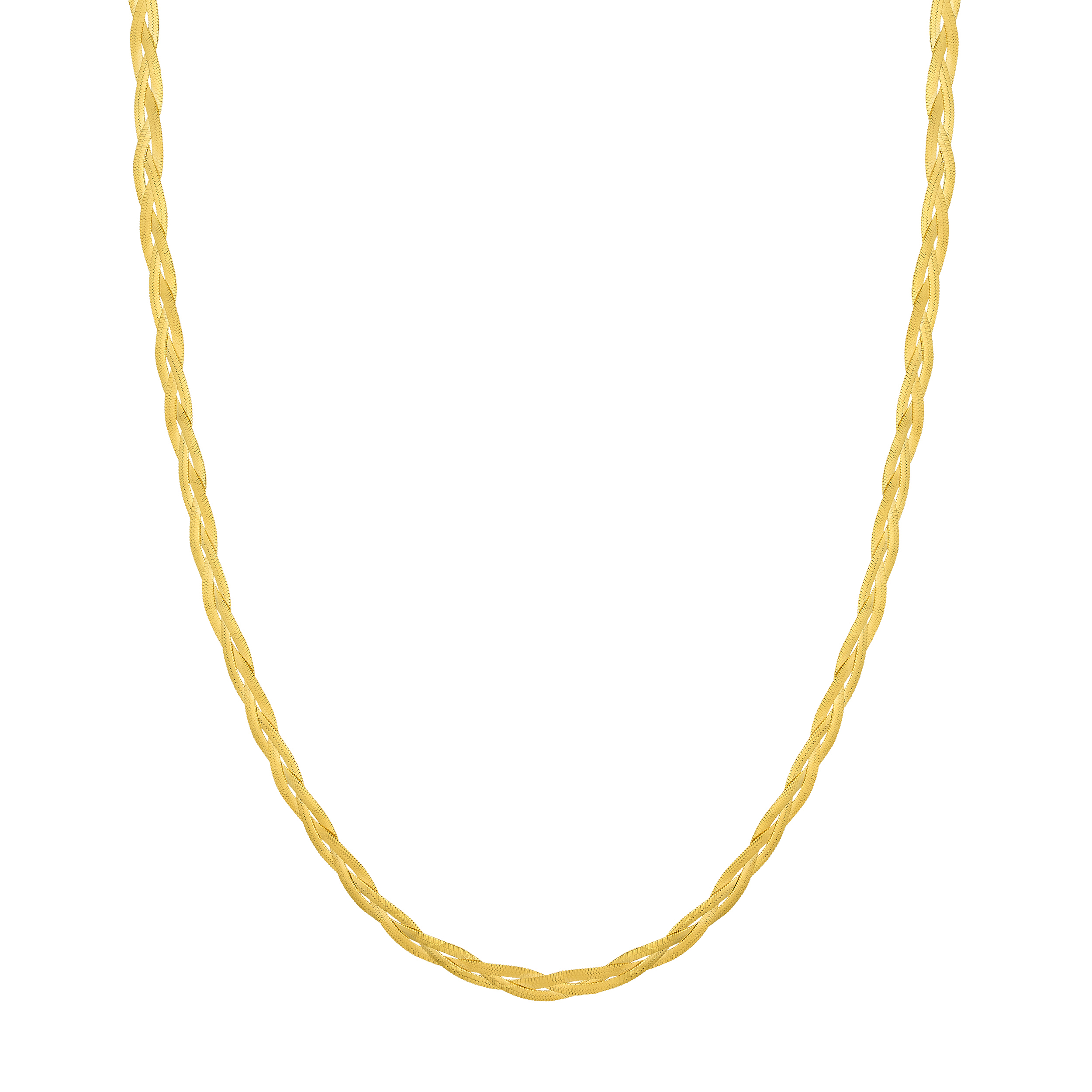 Braided Herringbone Gold Chain Necklace