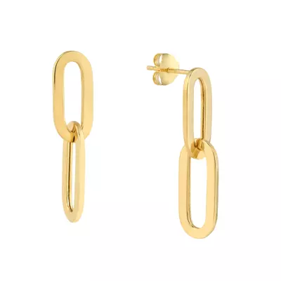 Paperclip Link Gold Drop Earrings