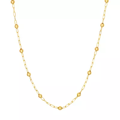 Bead Station Paperclip Chain Gold Necklace