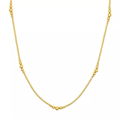 Graduated Bead Station Gold Necklace