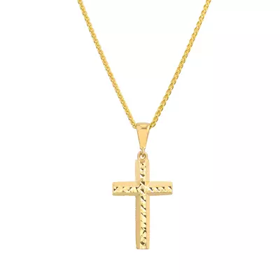 Faceted Cross Gold Necklace