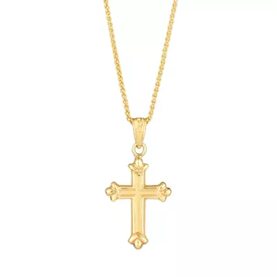 Fleur-de-Lis Cross Gold Necklace