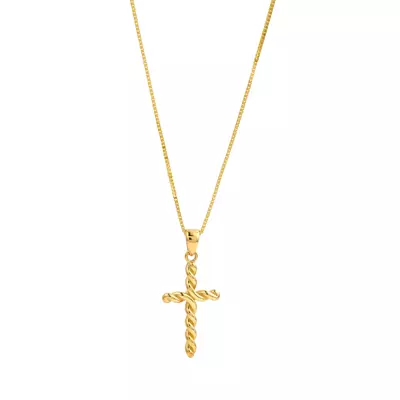 Rope Cross Gold Necklace
