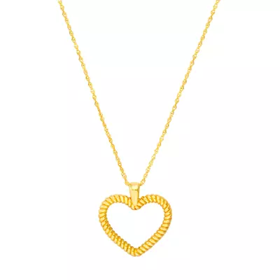 Rope Open Heart Gold Necklace