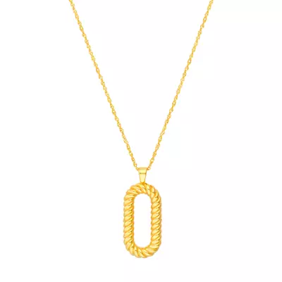 Rope Oval Gold Necklace