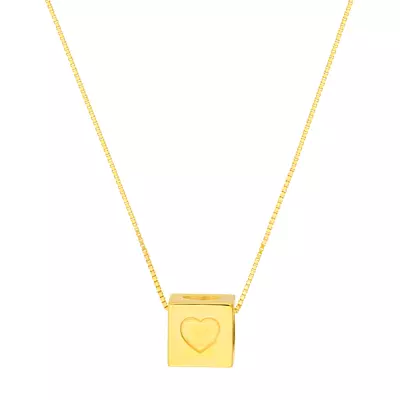 Heart Cube Gold Necklace