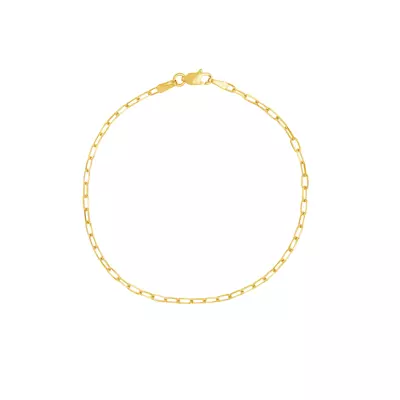 Paper Clip Chain Gold Bracelet (1.95mm, 7.25 inches)