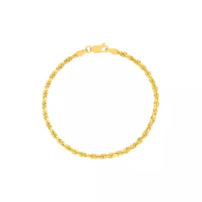 Rope Chain Gold Bracelet (3.0mm, 8 inches)