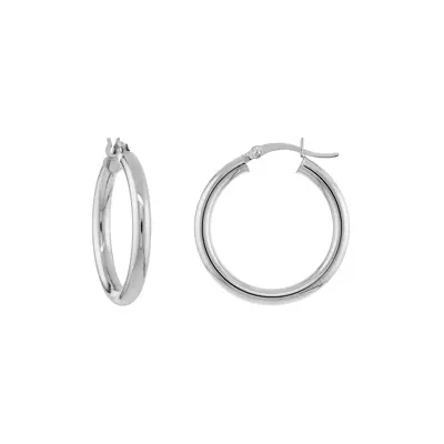 Slim Tubular Gold Hoop Earrings (25 mm)