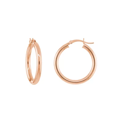 Slim Tubular Gold Hoop Earrings (25 mm)